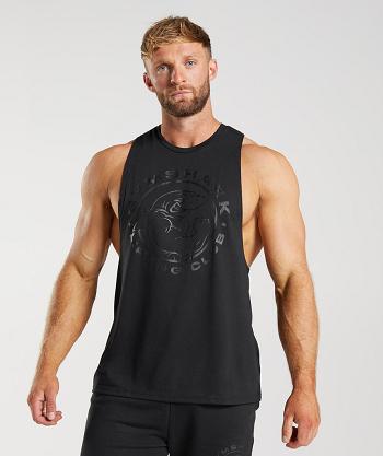 Podkoszulki Męskie Gymshark Legacy Drop Arm Czarne | PL 4052JPQ